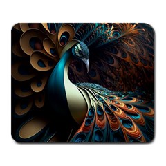 Peacock Bird Feathers Colorful Texture Abstract Large Mousepad by Pakemis