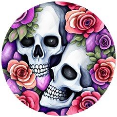 Floral Skeletons Wooden Puzzle Round by GardenOfOphir