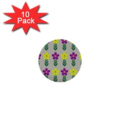 Pattern Flowers Art Creativity 1  Mini Buttons (10 Pack)  by Uceng
