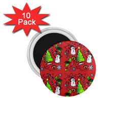 Santa Snowman Gift Holiday 1 75  Magnets (10 Pack)  by Uceng