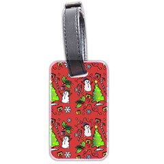 Santa Snowman Gift Holiday Luggage Tag (two Sides) by Uceng