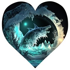 Sculpture Dinosaur Shark Frozen Winter Fantasy Wooden Puzzle Heart by Ravend