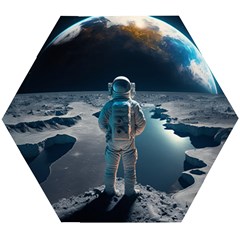 Ai Generated Space Astronaut Universe Moon Earth Wooden Puzzle Hexagon by Ravend