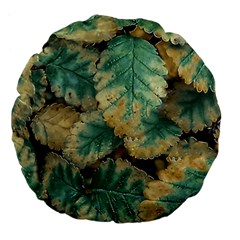 Colored Close Up Plants Leaves Pattern Large 18  Premium Flano Round Cushions by dflcprintsclothing