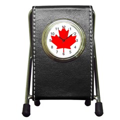 Canada Flag Canadian Flag View Pen Holder Desk Clock by Ravend