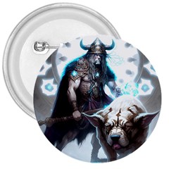 Ai Generated Viking God Fantasy Dog Norse Man 3  Buttons by danenraven