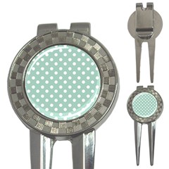 Light Blue And White Polka Dots 3-in-1 Golf Divots by GardenOfOphir