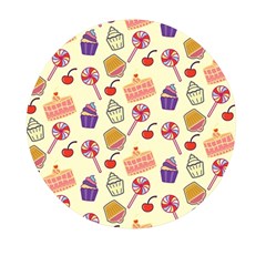 Happy Birthday Cupcake Pattern Lollipop Flat Design Mini Round Pill Box by Ravend