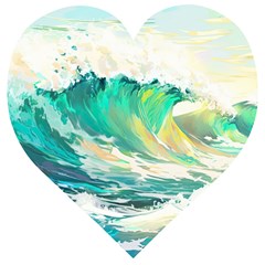 Ai Generated Waves Ocean Sea Tsunami Nautical Art Wooden Puzzle Heart by Ravend