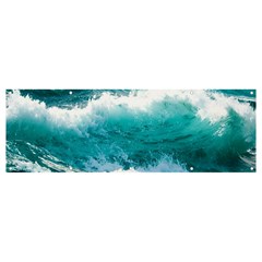 Ai Generated Waves Ocean Sea Tsunami Nautical Blue Sea Banner And Sign 12  X 4  by Ravend