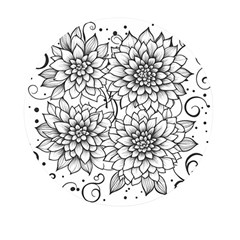 Flowers Template Line Art Pattern Coloring Page Mini Round Pill Box (pack Of 5) by Ravend