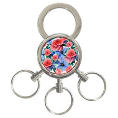 Classy Watercolor Flowers 3-ring Key Chain by GardenOfOphir