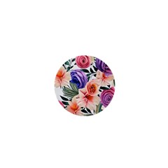 Country-chic Watercolor Flowers 1  Mini Buttons by GardenOfOphir