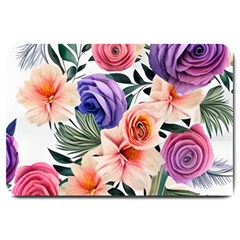 Country-chic Watercolor Flowers Large Doormat by GardenOfOphir