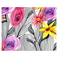 Darling And Dazzling Watercolor Flowers Premium Plush Fleece Blanket (medium) by GardenOfOphir