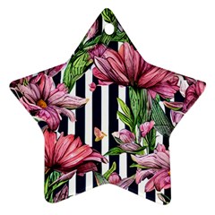Tropical Botanical Flowers In Watercolor Star Ornament (two Sides) by GardenOfOphir