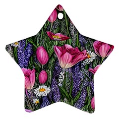 Cheerful Watercolor Flowers Star Ornament (two Sides) by GardenOfOphir