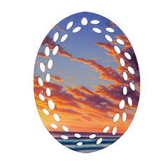 Summer Sunset Over Beach Oval Filigree Ornament (two Sides) by GardenOfOphir