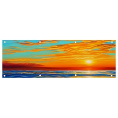 Golden Sunsets Over The Ocean Banner And Sign 9  X 3  by GardenOfOphir