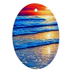 Ocean Sunset Ornament (oval) by GardenOfOphir