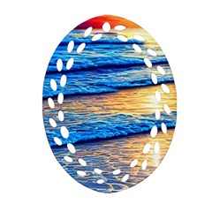 Ocean Sunset Ornament (oval Filigree) by GardenOfOphir