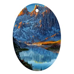 Majestic Lake Landscape Oval Ornament (two Sides) by GardenOfOphir