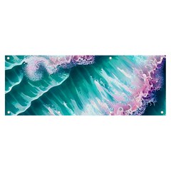 Summer Waves In Pink Iii Banner And Sign 8  X 3  by GardenOfOphir