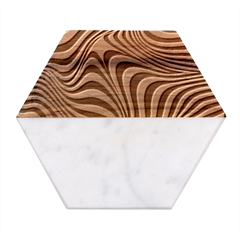 Pattern Geometric Lines Shapes Design Art Marble Wood Coaster (hexagon)  by Ravend