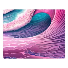 Pink Waves On The Beach Ii Premium Plush Fleece Blanket (large) by GardenOfOphir