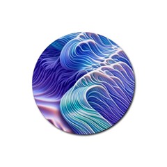 Majestic Ocean Waves Rubber Coaster (round) by GardenOfOphir