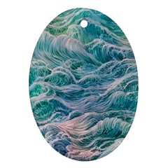 Waves Of The Ocean Ii Oval Ornament (two Sides) by GardenOfOphir