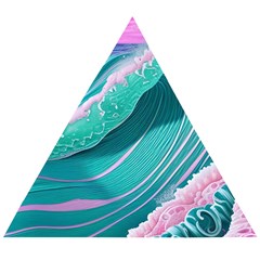 Pink Ocean Waves Wooden Puzzle Triangle by GardenOfOphir