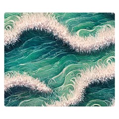 Blue Wave Pattern Premium Plush Fleece Blanket (small) by GardenOfOphir