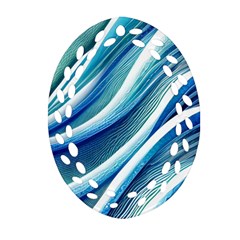 Blue Ocean Waves Ornament (oval Filigree) by GardenOfOphir