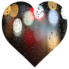 Rain On Window Wooden Puzzle Heart by artworkshop