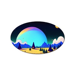 Ai Generated Trees Stars Planets Dreamlike Sun Sticker Oval (10 Pack) by Ravend