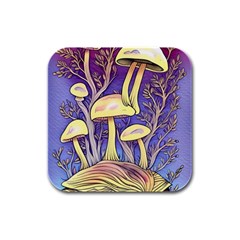 Glamour And Enchantment In Every Color Of The Mushroom Rainbow Rubber Square Coaster (4 Pack) by GardenOfOphir