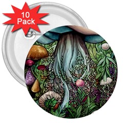 Craft Mushroom 3  Buttons (10 Pack)  by GardenOfOphir