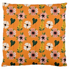 Flower Orange Pattern Floral Standard Premium Plush Fleece Cushion Case (one Side) by Dutashop
