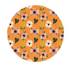 Flower Orange Pattern Floral Mini Round Pill Box by Dutashop