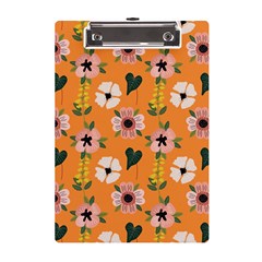 Flower Orange Pattern Floral A5 Acrylic Clipboard by Dutashop