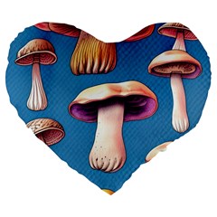 Cozy Forest Mushrooms Large 19  Premium Flano Heart Shape Cushions by GardenOfOphir