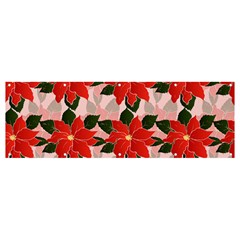 Poinsettia Pattern Seamless Pattern Christmas Xmas Banner And Sign 12  X 4  by Wegoenart