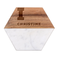 I Love Christine Marble Wood Coaster (hexagon)  by ilovewhateva
