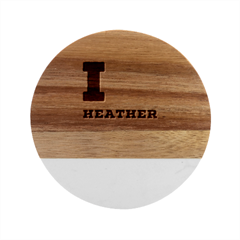 I Love Heather Marble Wood Coaster (round) by ilovewhateva