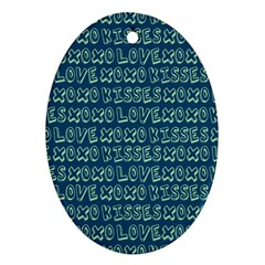 Navy Love Kisses Ornament (oval) by GardenOfOphir