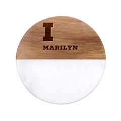 I Love Marilyn Classic Marble Wood Coaster (round)  by ilovewhateva