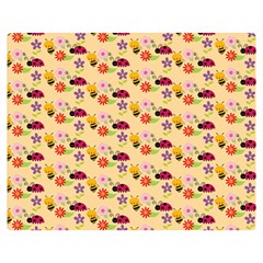 Colorful Ladybug Bess And Flowers Pattern Two Sides Premium Plush Fleece Blanket (medium) by GardenOfOphir
