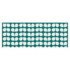 Teal And White Leaf Pattern Banner And Sign 8  X 3  by GardenOfOphir