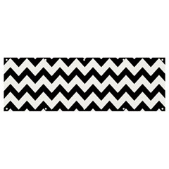 Black And White Chevron Banner And Sign 12  X 4  by GardenOfOphir